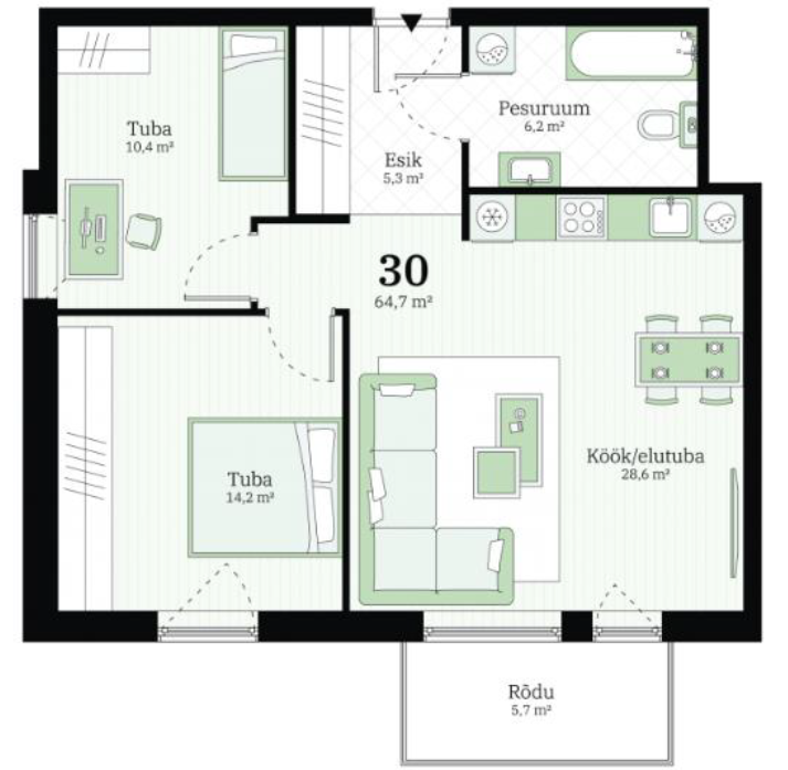 3-room apartment — Tallinn, Haabersti, Kaaruti tn 6 — photo 4