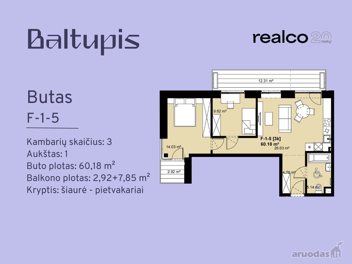 3 kambarių butas - Vilnius, Baltupiai, Didlaukio g. — photo 2