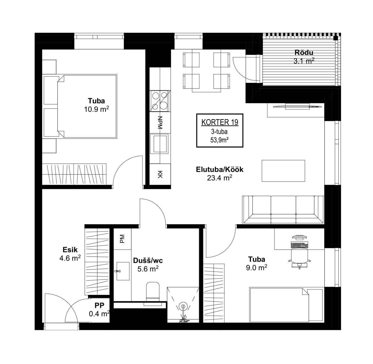 3-room apartment — Pärnu, Mai, Mai tn 71 — photo 2