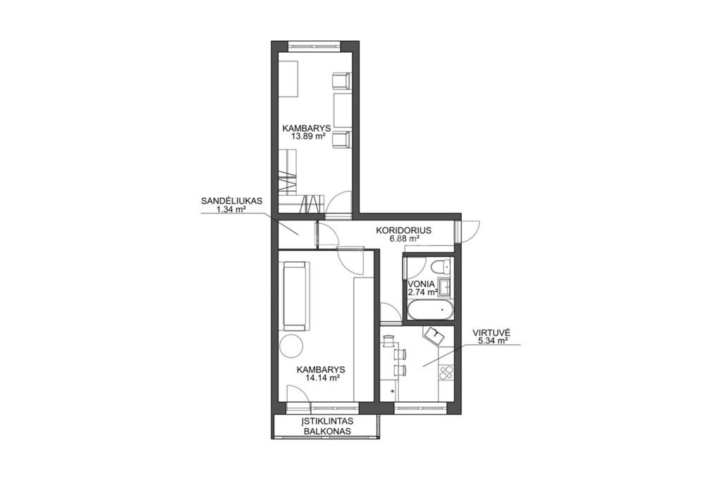 2-room apartment for sale, Kaunas, Dainava, V. Krėvės pr., photo 10