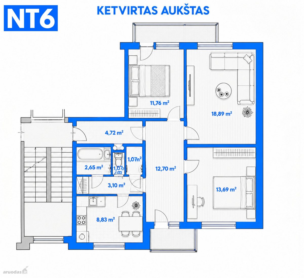 3-room apartment for sale — Klaipėda, Bandužiai, Kuncų g. — photo 3