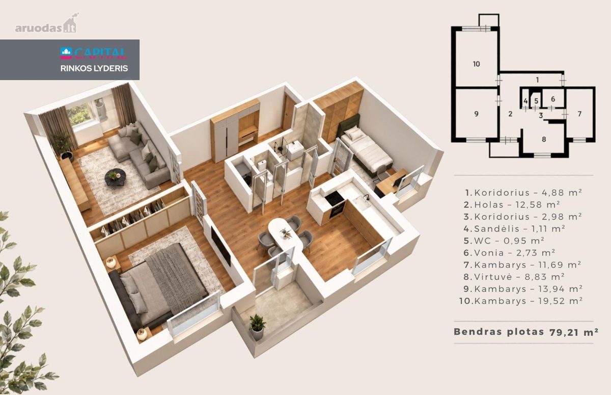 3-room apartment for sale — Klaipėda, Bandužiai, Lūžų g. — photo 33