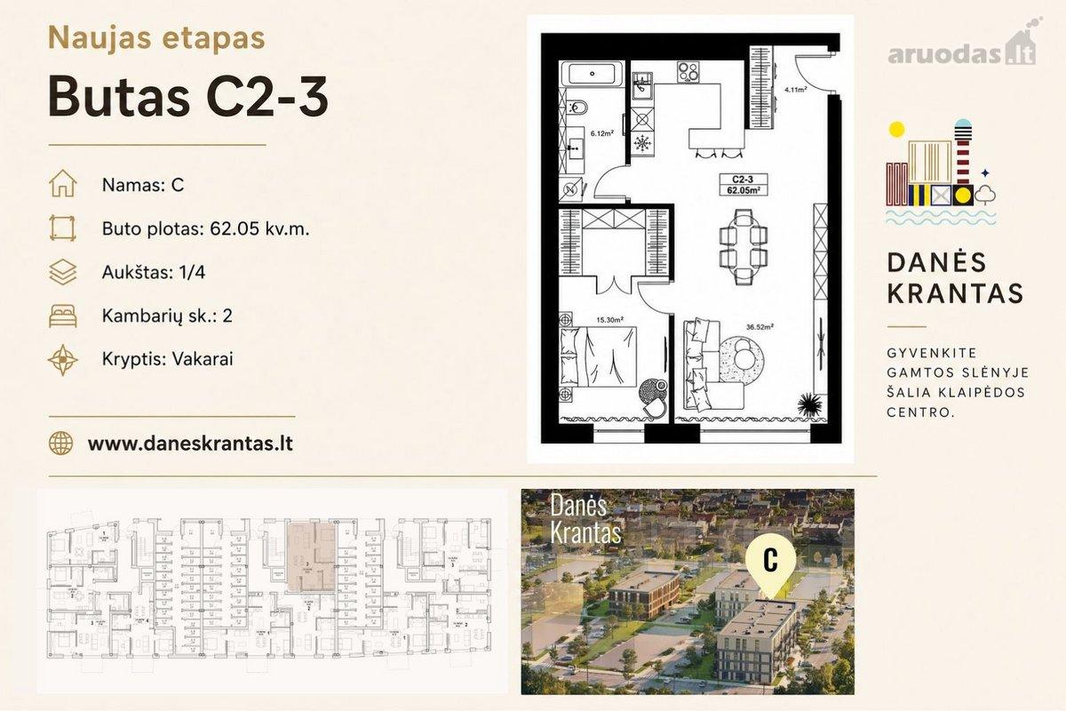 2 kambarių butas — Klaipėda, Mažojo kaimelio, Senvagės g. — photo 2