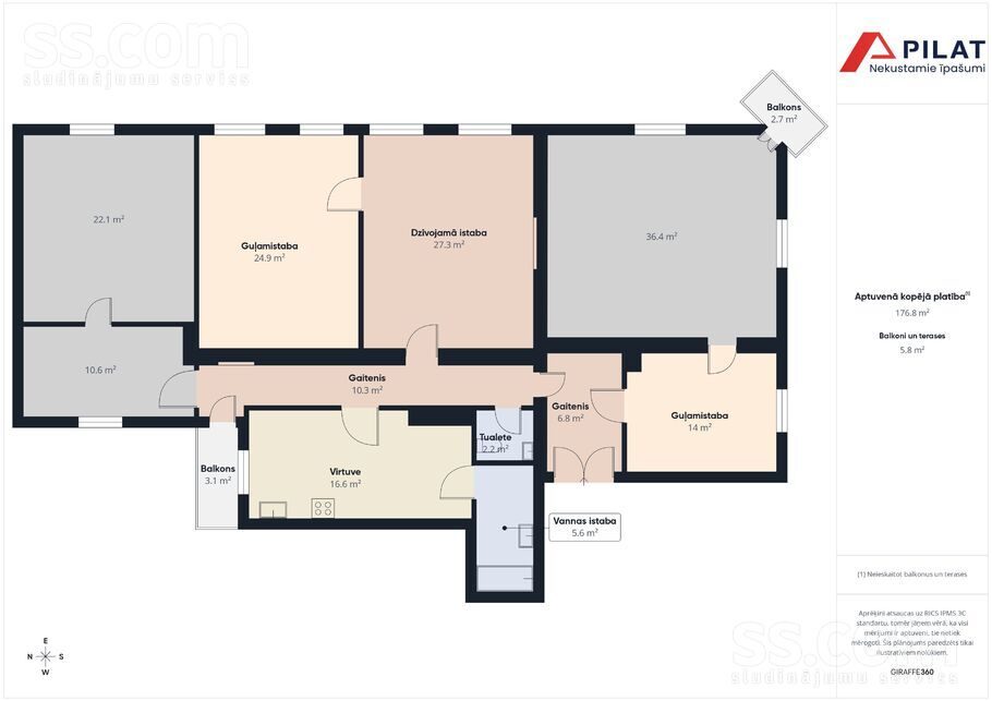 6-room apartment for sale — Liepāja, Liepāja un raj., Elkoņu iela 4 — photo 2