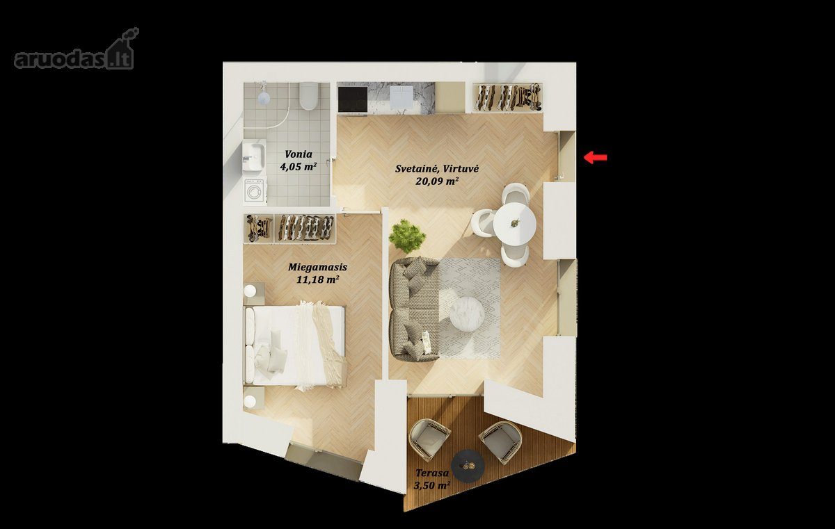 2-room apartment for sale — Palanga, Medvalakio g., Medvalakio g. 2 — photo 3