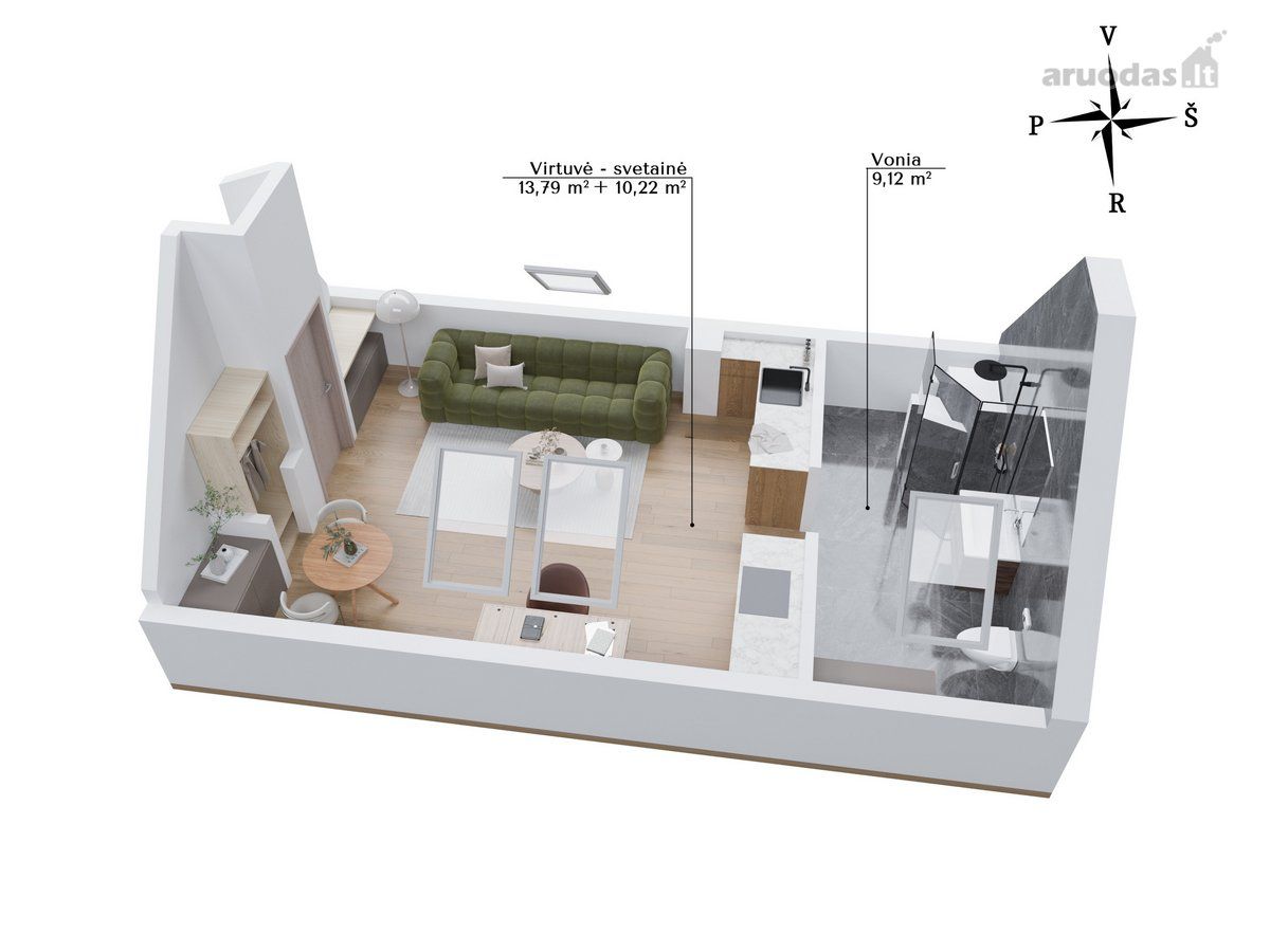 1-room apartment for sale — Palanga, Vytauto g. — photo 14