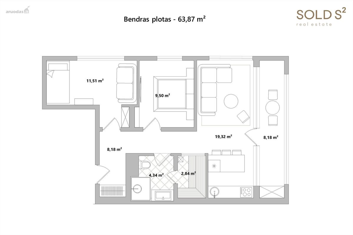 3-room apartment for sale — Palanga, Palanga, Rambyno g. — photo 20