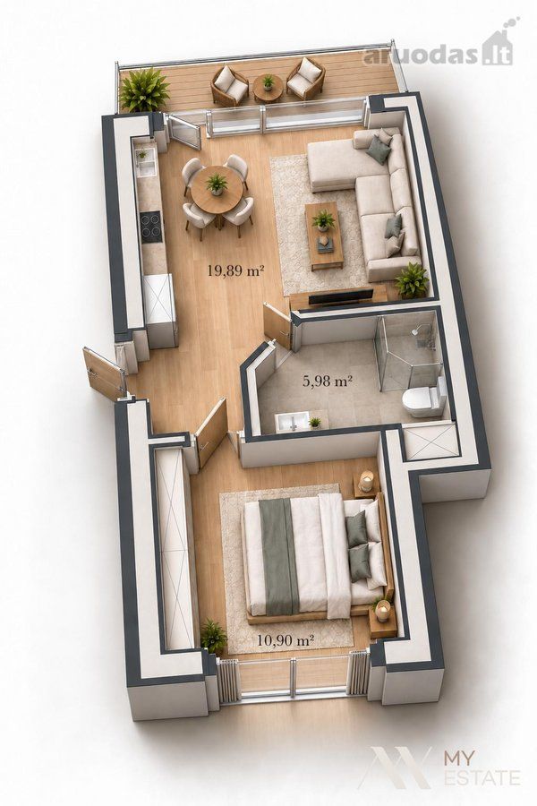 2-room apartment for sale — Palanga, Kunigiškiai, Vaivorykštės g. — photo 9