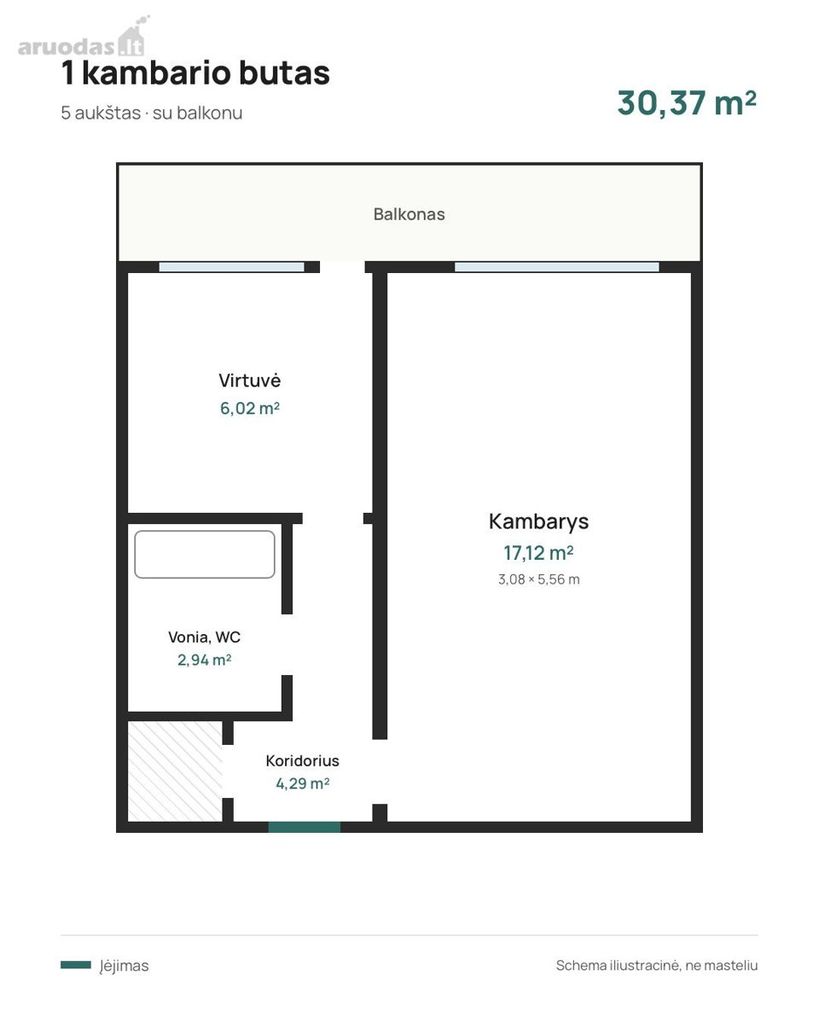 1-room apartment for sale — Panevėžys, Tulpės, Tulpių g. — photo 19