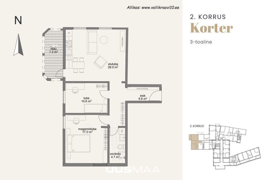 3-room apartment for rent — Tartu, Kesklinn, Vallikraavi tn 10 — photo 23
