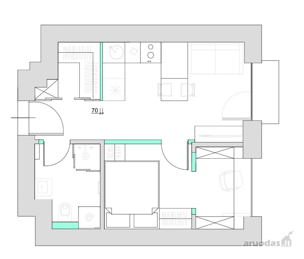 2-room apartment for sale — Vilnius, Baltupiai, Vito Gerulaičio g. — photo 27