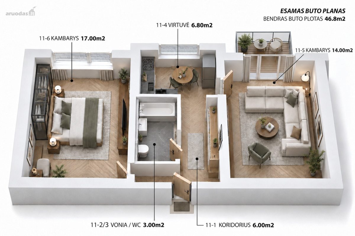 2-room apartment for sale — Vilnius, Lazdynai, Architektų g. — photo 16