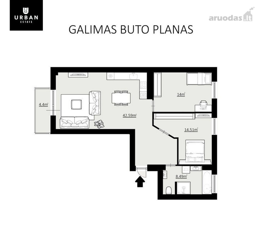 2-room apartment for sale — Vilnius, Žirmūnai, Žirmūnų g. 30C — photo 17